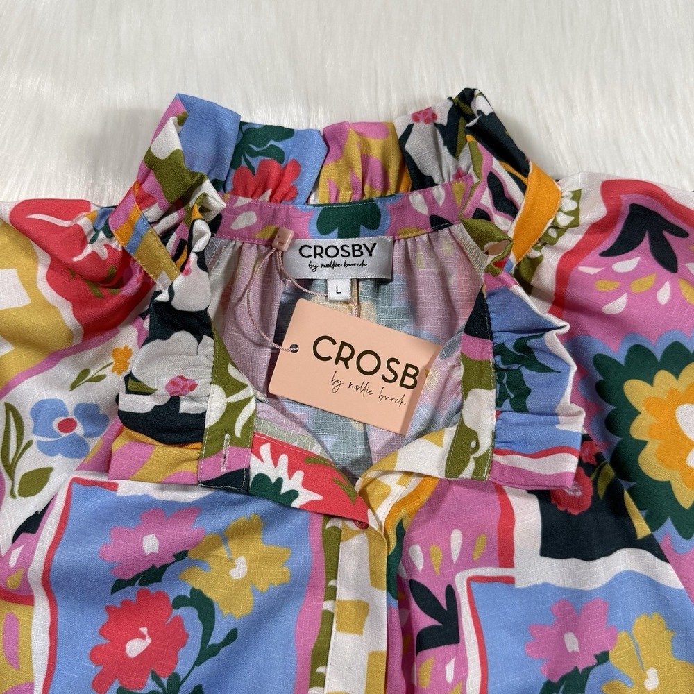 Crosby Mollie Burch Sz Large‎ Seedlings Whitley Ruffle Collar Button Front Dress - Picture 7 of 10